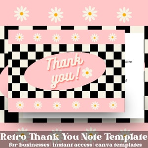 Retro Thank You Card Template Canva Editable Small Business Groovy ...