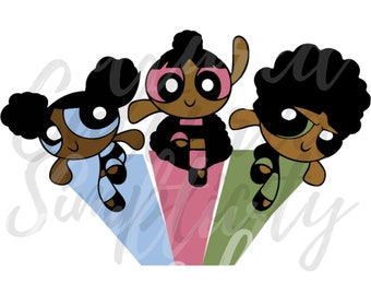 Black Powerpuff girls SVG, Suck it up Buttercup SVG, little black girl svg,Black girl Power svg, Afro puffs svg for little girl shirt