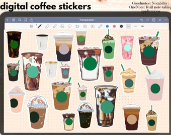 Coffee Themed Goodnotes Stickers | Digital Planner Stickers, Goodnotes Coffee Stickers, PNGs & Goodnotes Sticker Book