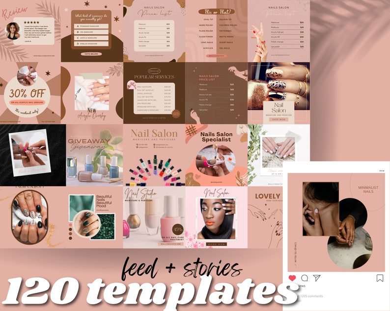 120 Nail Tech Instagram Templates Canva Nail Salon Social Media Nail ...