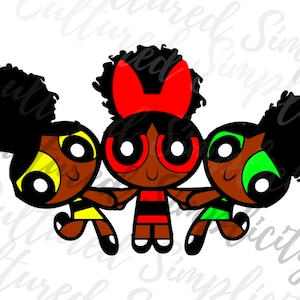 Black Powerpuff girls SVG Powerpuff Girl Party SVG little black girl svg Black girl magic svg Nickelodeon SVG Melanin svg