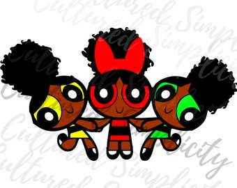 Black Powerpuff girls SVG Powerpuff Girl Party SVG little black girl svg Black girl magic svg Nickelodeon SVG Melanin svg
