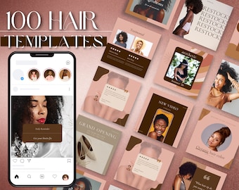 100 Hair care Instagram Templates Canva | 50 Canva Instagram Post Template | 50 Hair Instagram Story template | Black Hairstylist Instagram