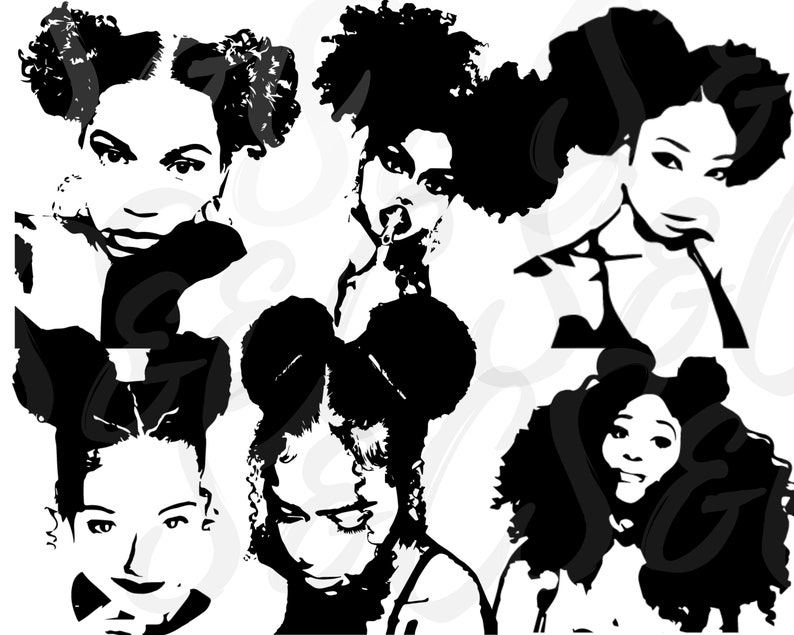 Afro Puffs Curly hair SVG bundle, Black girl SVG bundle, Black Woman SVG bundle, African American digital planner stickers, Afro woman svg zdjęcie 1