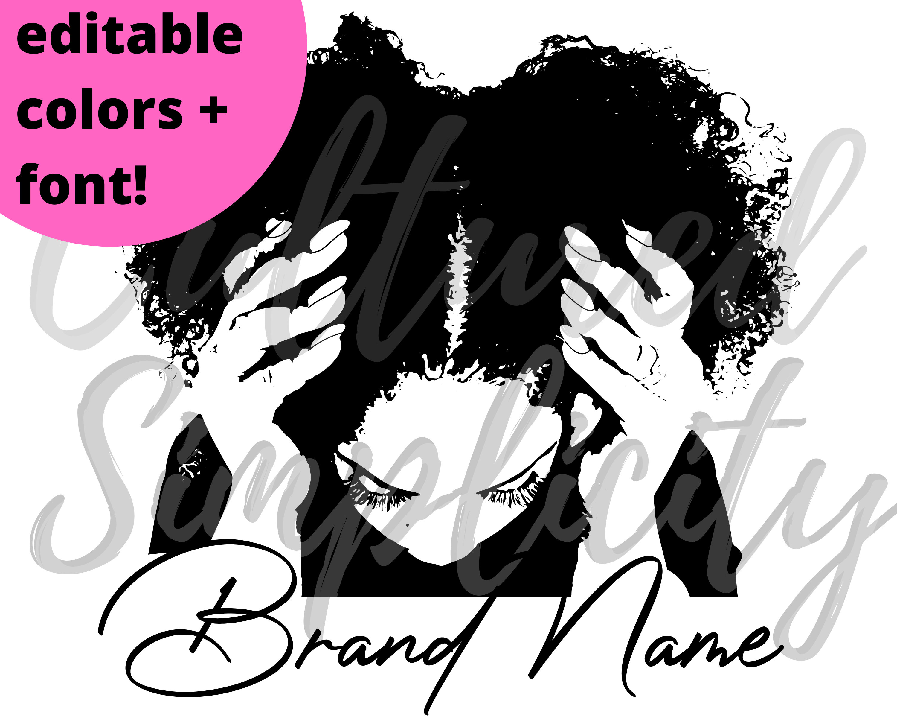 Black Hair Logo Black Woman Logo Hairstylist Logo Etsy