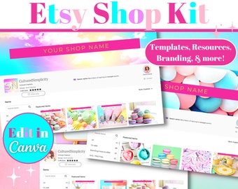 Modèles de bannière de boutique Etsy Modèle de bannière Etsy Kit de boutique Etsy Kit de marque de boutique Etsy Modèle de boutique Etsy Modèle de liste Etsy Bannière de magasin