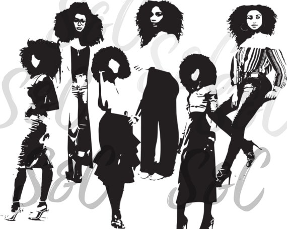 Download Curly Girl Black Afro Woman Svg Bundle Of 6 Logo Design Etsy