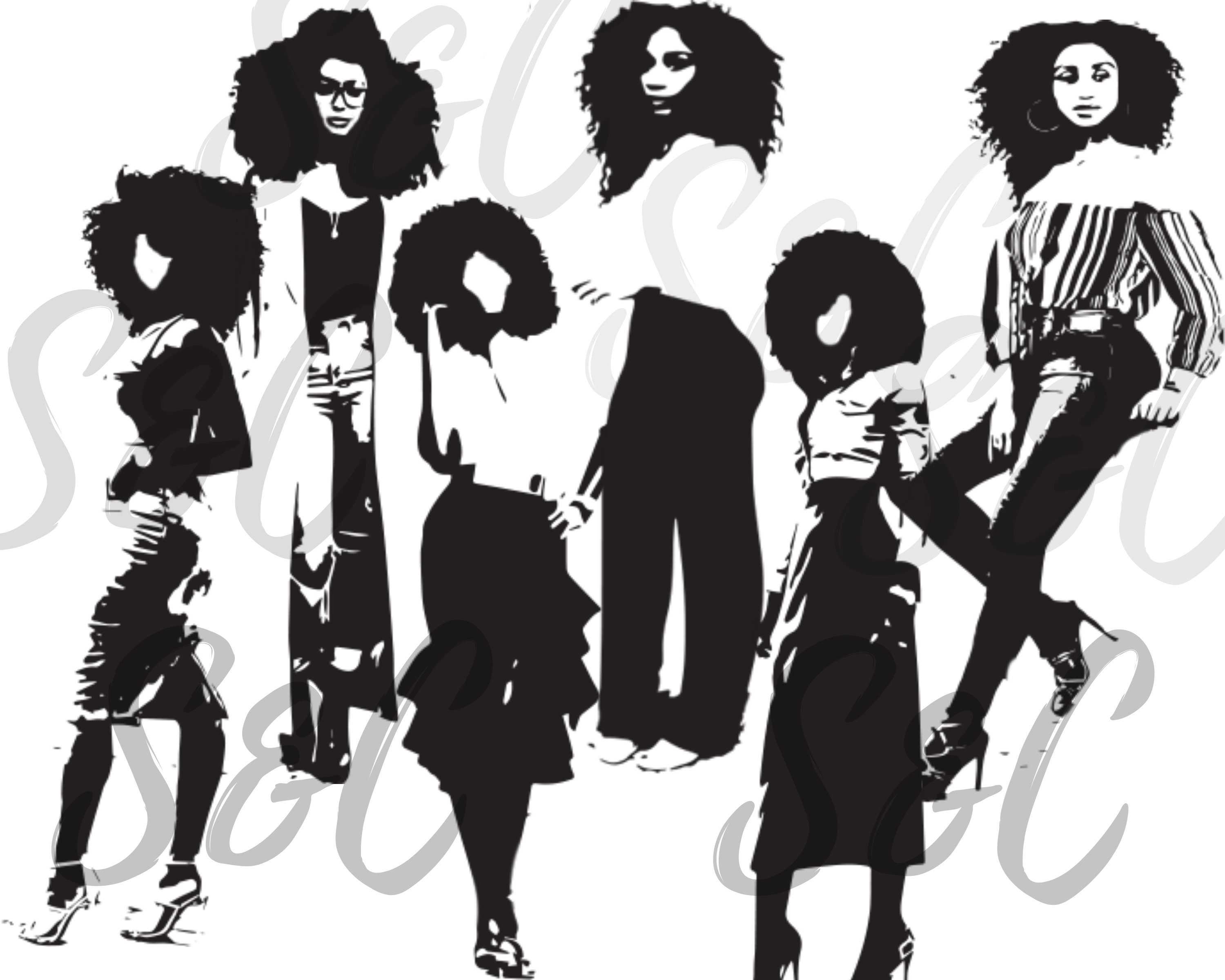 Download Curly Girl Black Afro Woman Svg Bundle Of 6 Logo Design Etsy