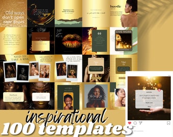 100 Inspirational Instagram Templates Canva Gold Aesthetic - Instagram Post & Story template | Self love coach | Blogger Business Instagram