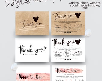 Customer Thank you Card Small Business Insert Canva Template Editable Thank Card Pink Order postcard Customizable Purchase Product packaging