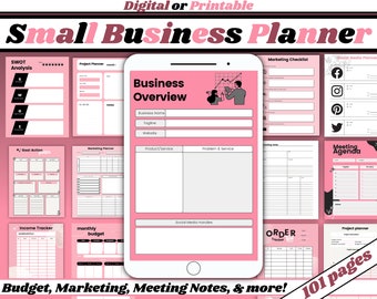 Small Business Planner Printable, Digital Small Business Expense Tracker, Side Hustle Planner, Social Media, Finances, Content, Etsy Shop