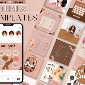 120 Nail Tech Instagram Templates Canva Nail Salon Social Media Nail care instagram canva Nail Business Templates Nail Salom Instagram Post