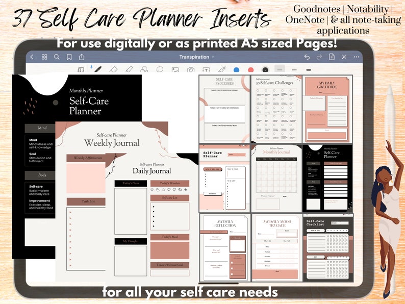 Self Care Planner digital AND printable planner pages Digital image 1