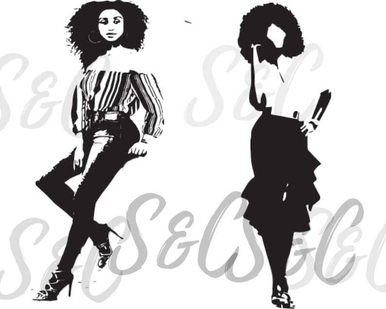 Curly girl Black Afro Woman SVG Bundle of 6 Logo Design | Etsy