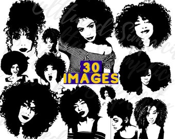 Afro SVG bundle of 30, Black girl SVG mega bundle, Black Woman SVG Bundle, Afro Woman Svg bundle, African American svg, Afro Lady Svg bundle