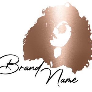 Hairstylist logo, Black woman logo, Esthetician logo, Fashion logo, Sunglasses logo, Curly hair logo, Beauty salon logo, Rose gold logo image 2