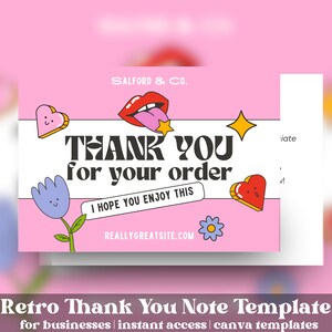 Retro Thank You Card Template Canva Editable Small Business Groovy ...