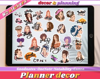 Black Girl Digital Stickers for GoodNotes Black Girl Stickers for Black Women Black Girl Magic Stickers Digital Planner Precropped Stickers