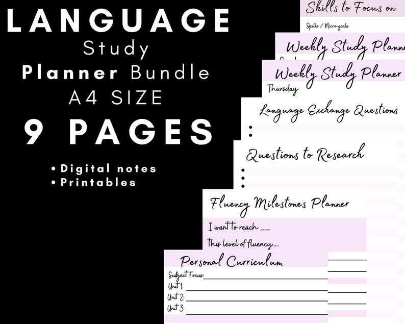 Language Learning Journal Spreads ULTIMATE Bundle for language image 0