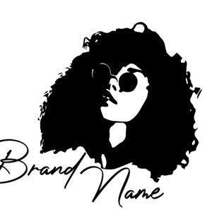 Hairstylist logo, Black woman logo, Esthetician logo, Fashion logo, Sunglasses logo, Curly hair logo, Beauty salon logo, Rose gold logo image 3