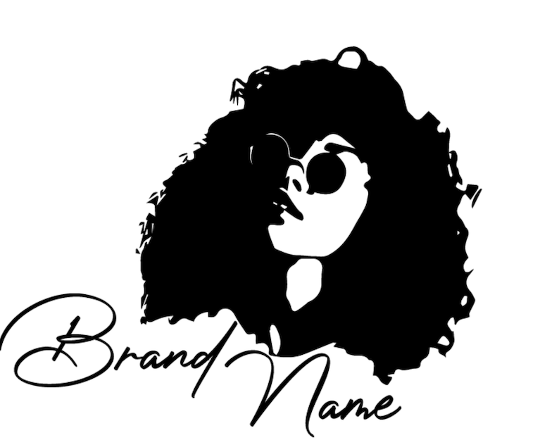 Hairstylist logo, Black woman logo, Esthetician logo, Fashion logo, Sunglasses logo, Curly hair logo, Beauty salon logo, Rose gold logo image 3