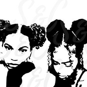 Afro Puffs Curly hair SVG bundle, Black girl SVG bundle, Black Woman SVG bundle, African American digital planner stickers, Afro woman svg zdjęcie 2
