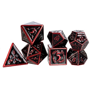 Fantasydice Nightwatch Large Metal Dice Set 7 Polyhedral Dice with Metal Box for Dungeons and Dragons D&D, DND 5 Edition Call of Cthulhu
