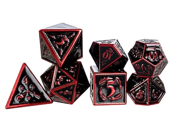 Fantasydice Nightwatch Large Metal Dice Set 7 Polyhedral Dice with Metal Box for Dungeons and Dragons D&D, DND 5 Edition Call of Cthulhu