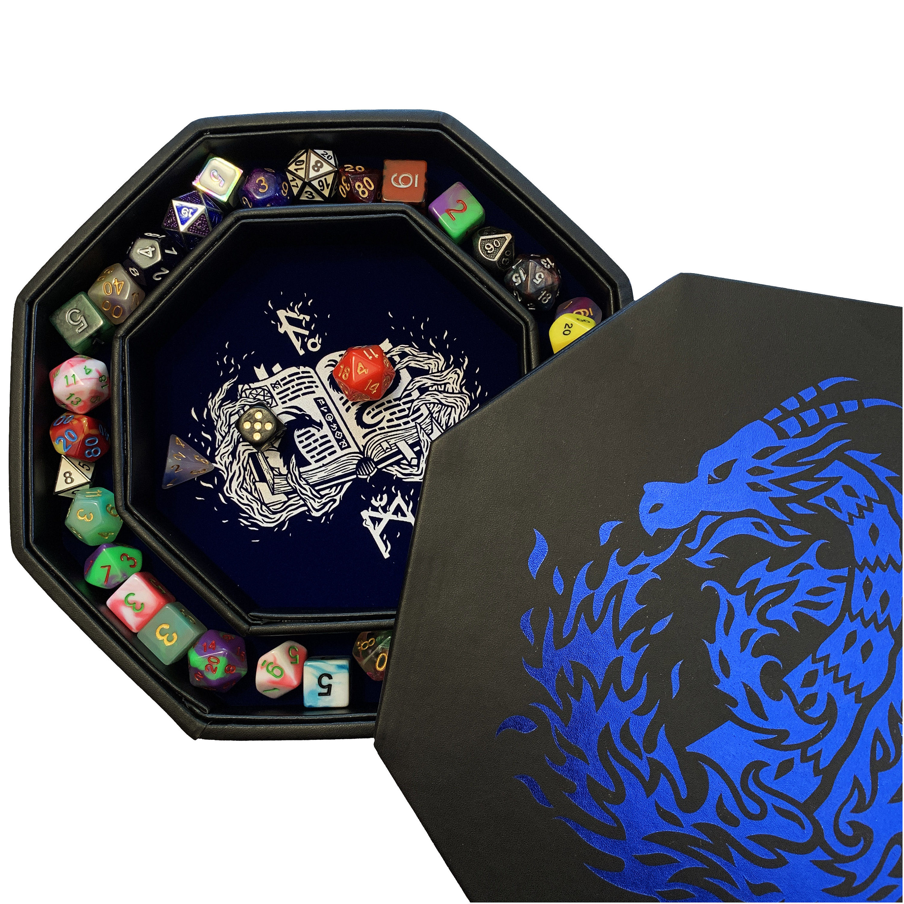 Fantasydice Cthulhu Tome Dice Tray - 8-Sided Octagon With Lid & Staging Area, Holds 5 Sets - View #6