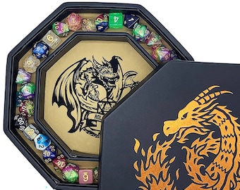Canada -Fantasydice-Chromatic Dragon -Roll or Die Artwork Dice Tray -8" Octagon with Lid and Dice Staging Area- Holds 5 Sets of Dice