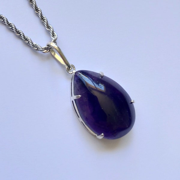 Amethyst Drops Pendant Necklace - FREE Chain and FREE Shipping
