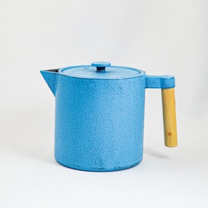 Gietijzeren theepot “Chiisana” – 0,9 liter, geëmailleerd, met houten handvat en zeefje | Japans design | Voor thee en koffie | Cadeau-idee