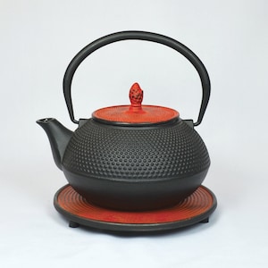 "Arare" Teapot – 1.2L Enameled Cast Iron | Shades of Red: Pink, Rose, Purple, Burgundy | With Saucer & Infuser | | Handmade Unique Piece