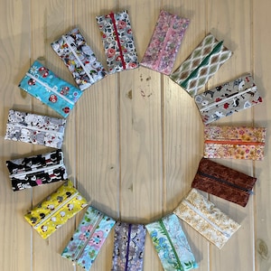 Zipper Pocket tissue holder, travel tissue pouch, variety of patterns
