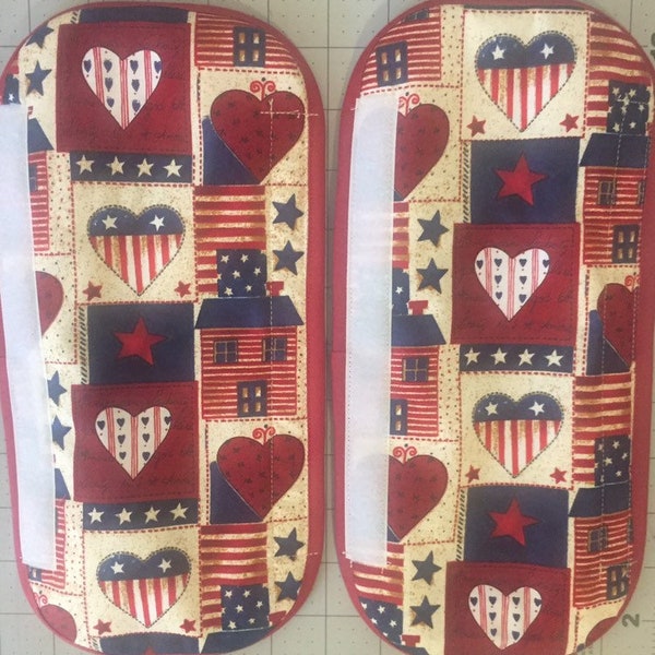 2 pc set padded refrigerator handle covers,oven,stove,dishwasher handle covers, heart,house,star,flag,patriot