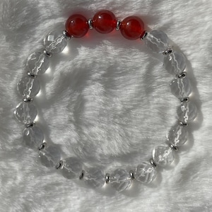 Carnelian AAA Creativity and Faceted Crystal Quartz AAA Healing Protection bracelet Unisex high grade natural stones handmade