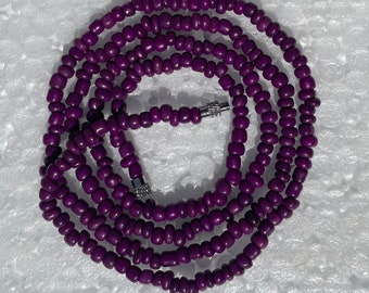 Handmade Purple Waist Beads: Acrylic Belly Chain, Beach Body Jewelry (30.25”)