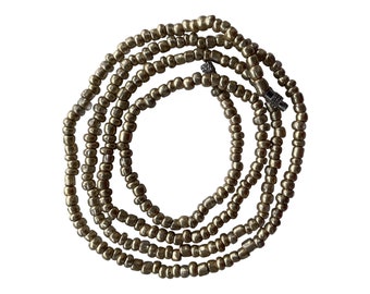 Handmade Gold Glass Waist Beads: Stretch Cord Belly Chain (Size 31.5)