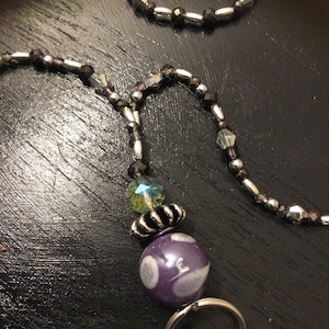 Beaded necklace lanyard-Purple Moons