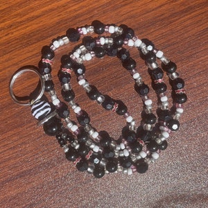 Women’s Beaded Lanyard ID Badge Holder Non Breakaway 17” Pink, Black Multicolor . New With Tags