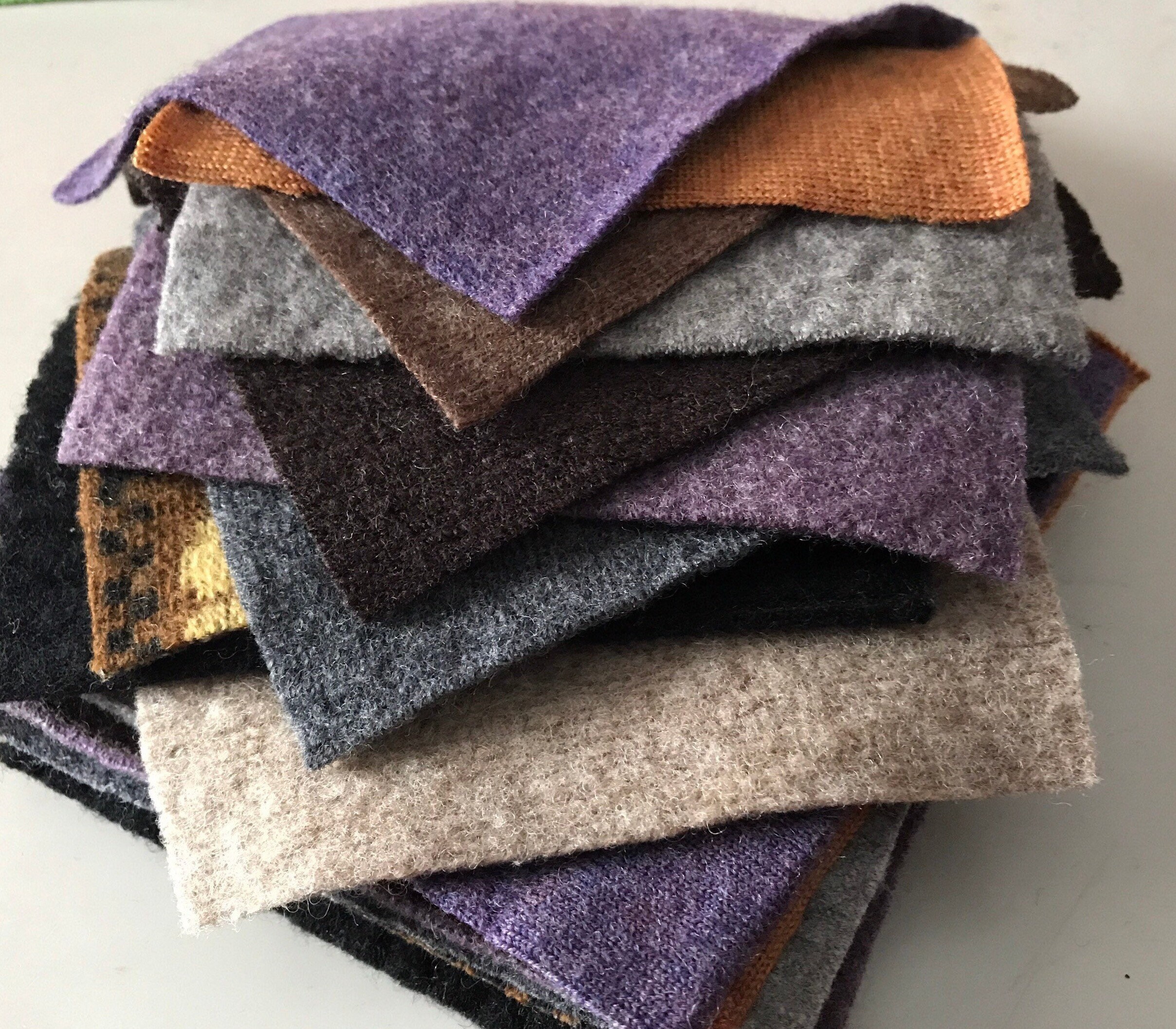 Felted Wool Squares 5x5, Upcycled, DIY, Crafting, Mittens, Penny Rugs