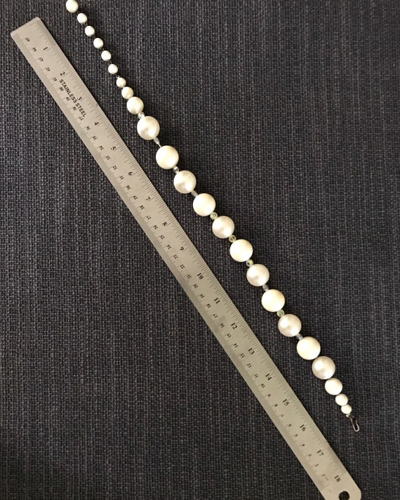 Vintage Laguna pearl and rhinestone necklace, 16 … - image 6