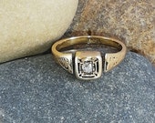 Stunning antique 18kt gold and Old cut diamond ring, size L. 5