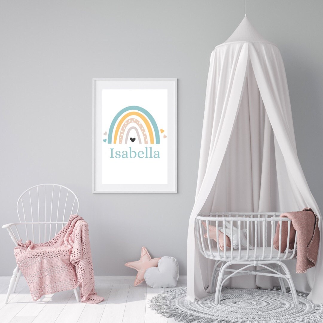 Printable Boho Rainbow Nursery Wall Art | Rainbow Baby Personalized ...