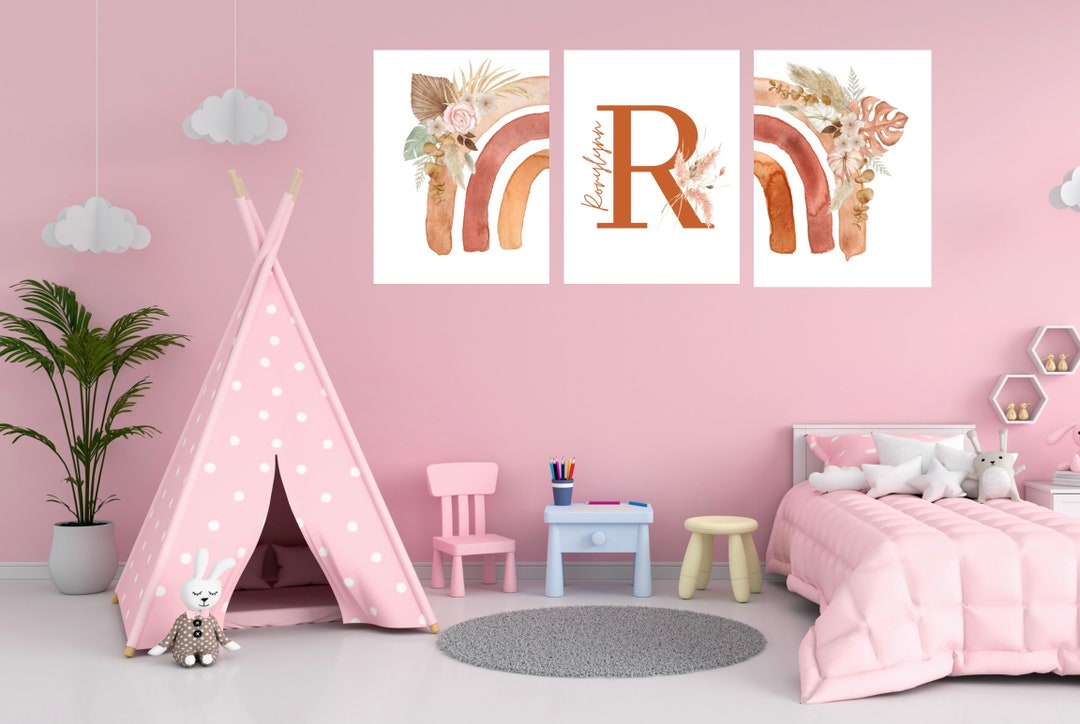 Set of 3 Printable Boho Rainbow Nursery Wall Art | Rainbow Baby ...