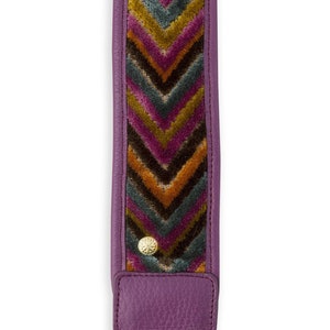 Purple Chevron Camera Strap with Leather, Comfortable Padding, Luxury Fashion for Women, Soft Suede Backing, 2 wide image 3