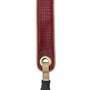 Red Alligator Print Leather Camera Strap with Comfortable Padding, Designer Fashion, Soft Suede Backing, 2 wide, Luxury image 4