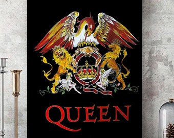 Art print poster//Canvas Queen Crest Classic Rock Band Freddie Mercury