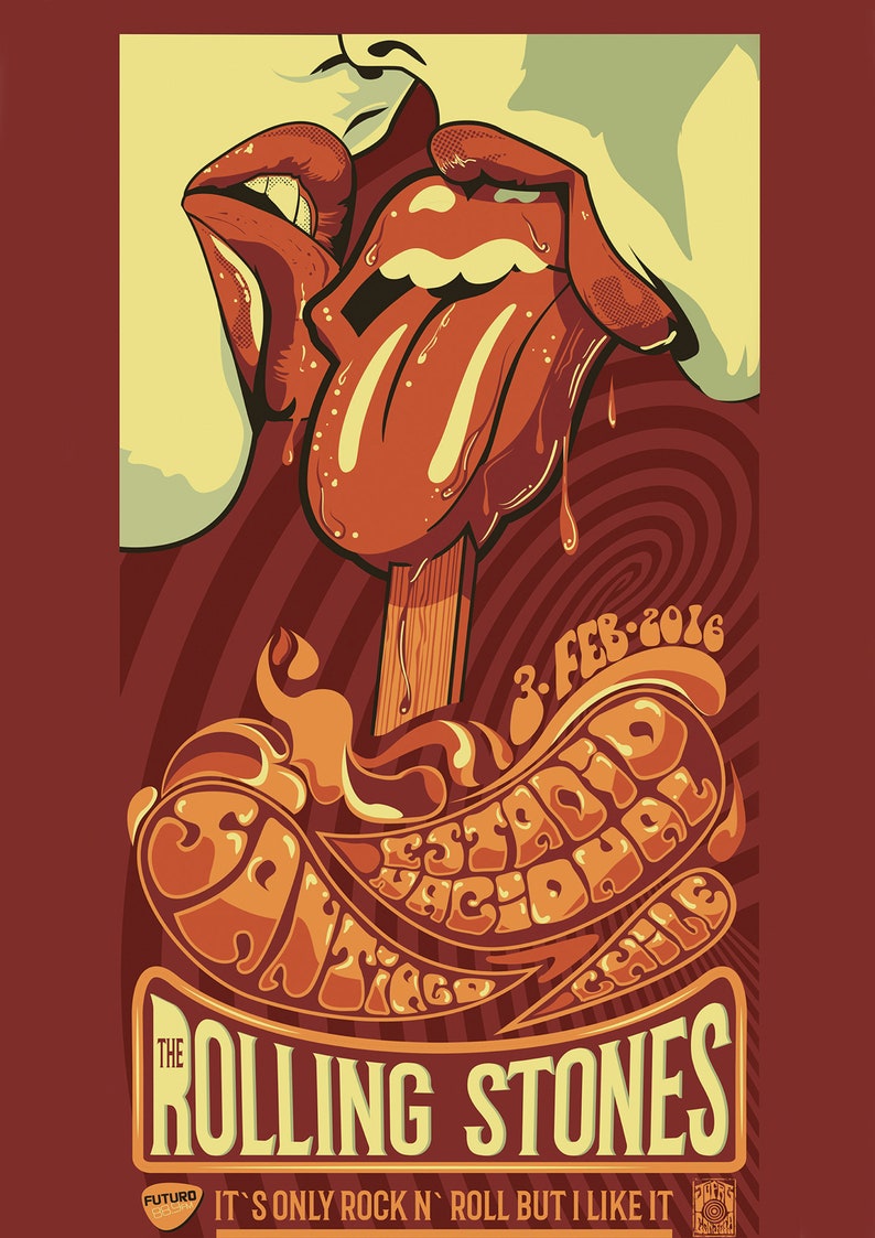 The Rolling Stones vintage poster canvas printing wall decor Etsy