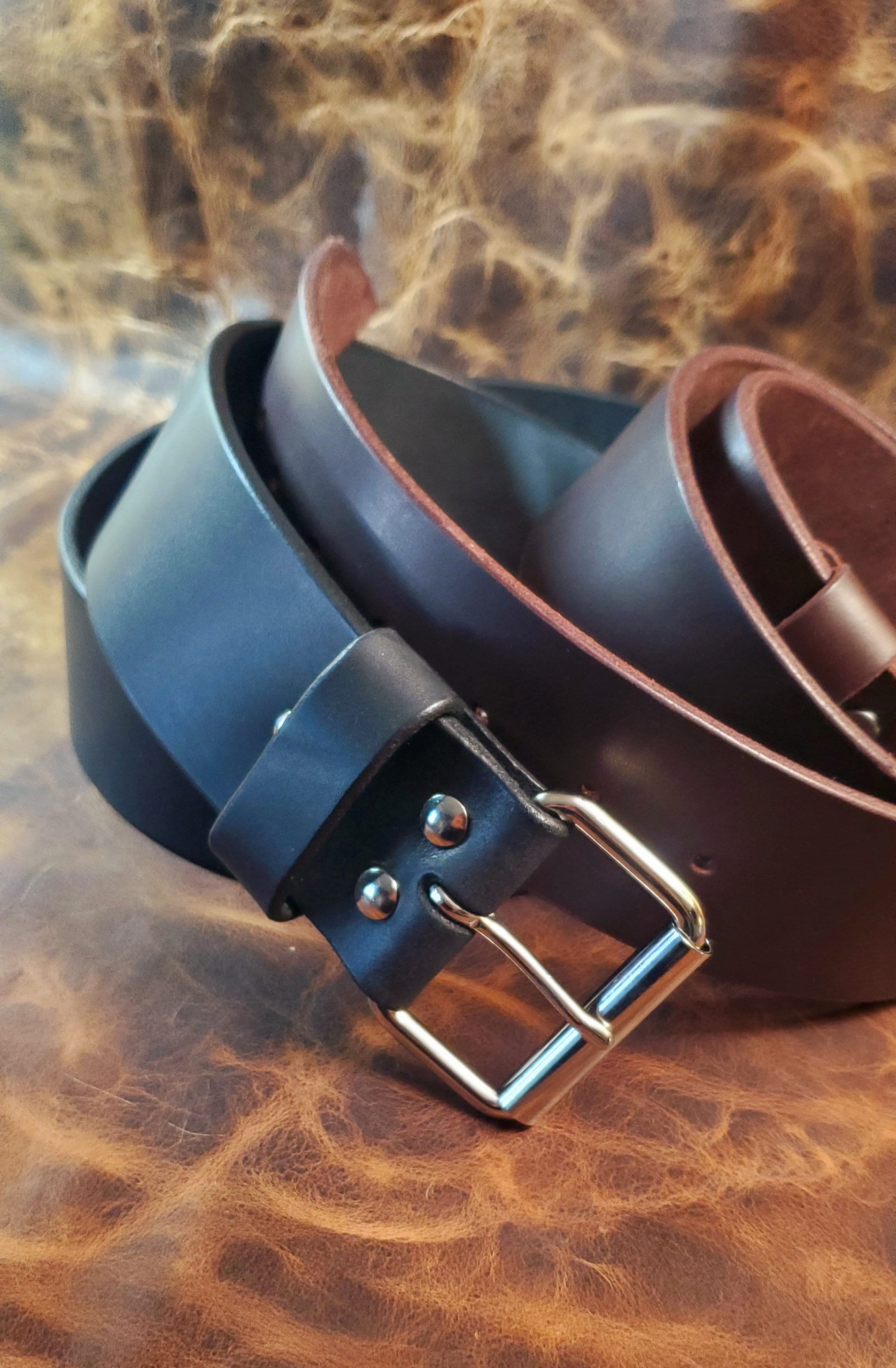 Handmade, oak bark leather heavy Garrison belt with solid brass buckle. —  ERNEST WALKER LTD.